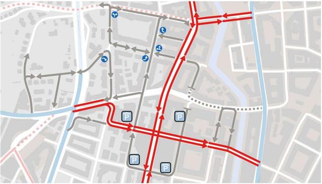 Die Tödistrasse ist die vertikale Strasse links von der rot markierten.